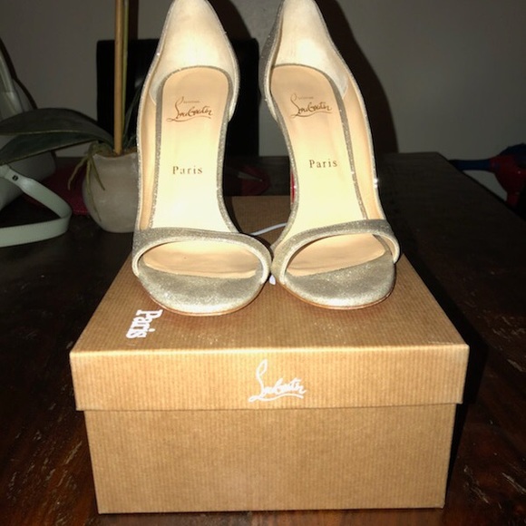 Christian Louboutin Sparkly Open Toe Pump - Picture 3 of 5